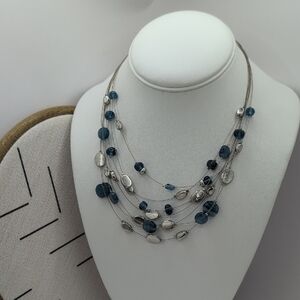 Lia Sophia Silver and Blue Multi-Strand Necklace